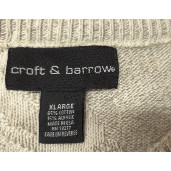 Vtg Croft & Barrow Sweater Mens XL Cream Ducks Tree Embossed Graphic USA Sweater - Picture 12 of 14